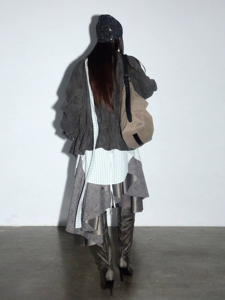 Storm Grey Convertible Suede Jacket