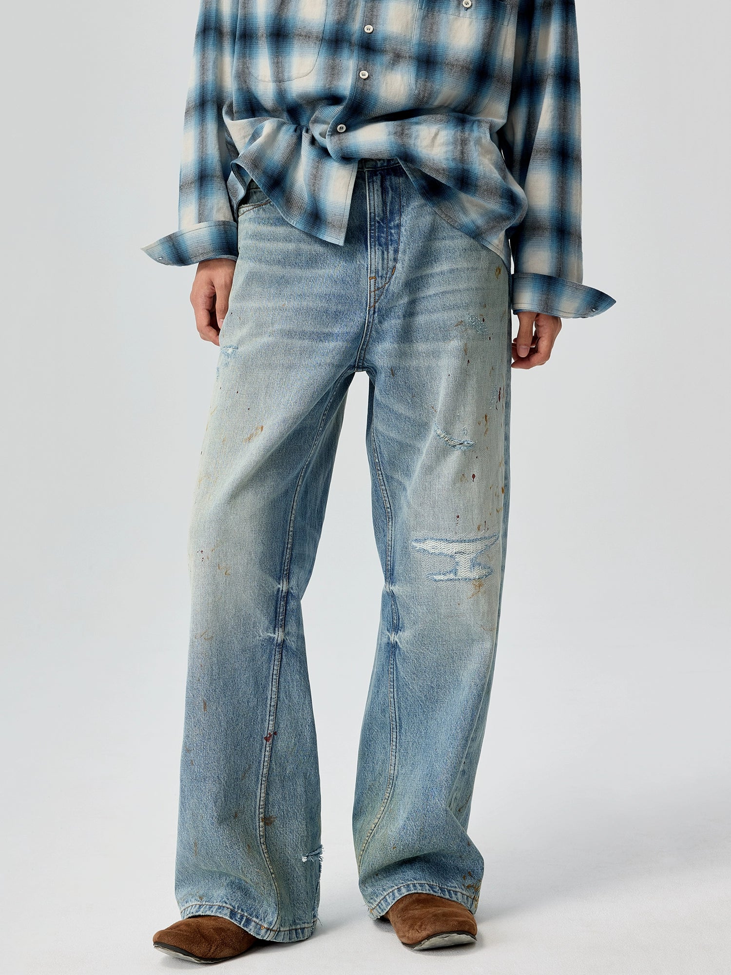 Painted Relic Wide Leg Jeans