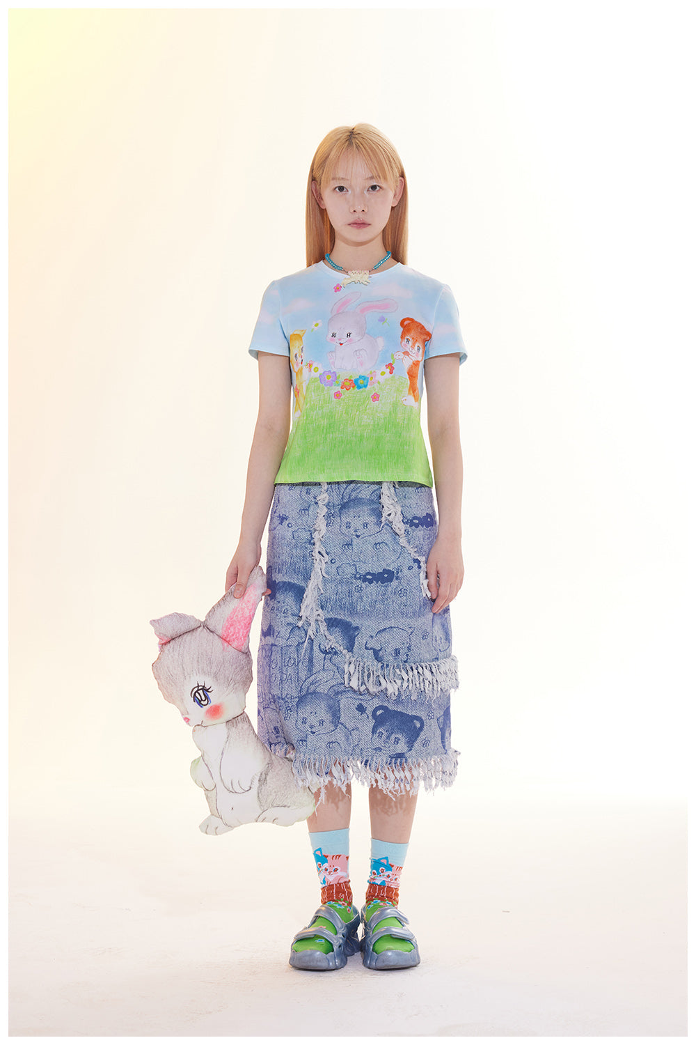 Bunny Garden Print Baby T-Shirt