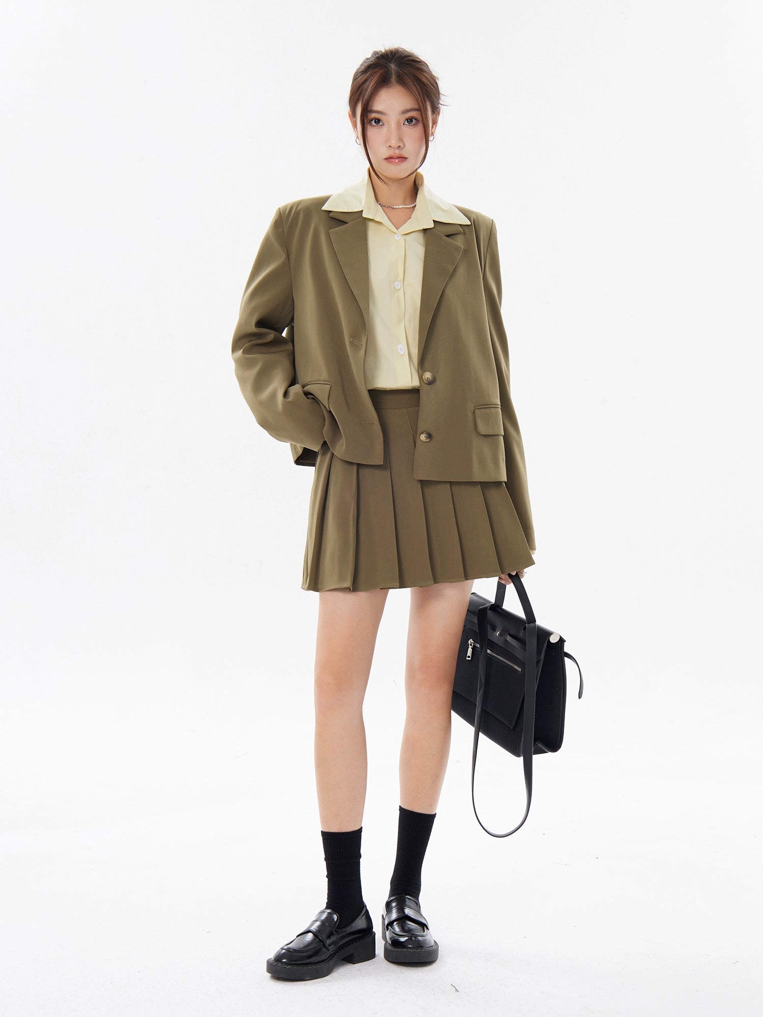 Weißes Button-Down-Hemd im Lagenlook Petite