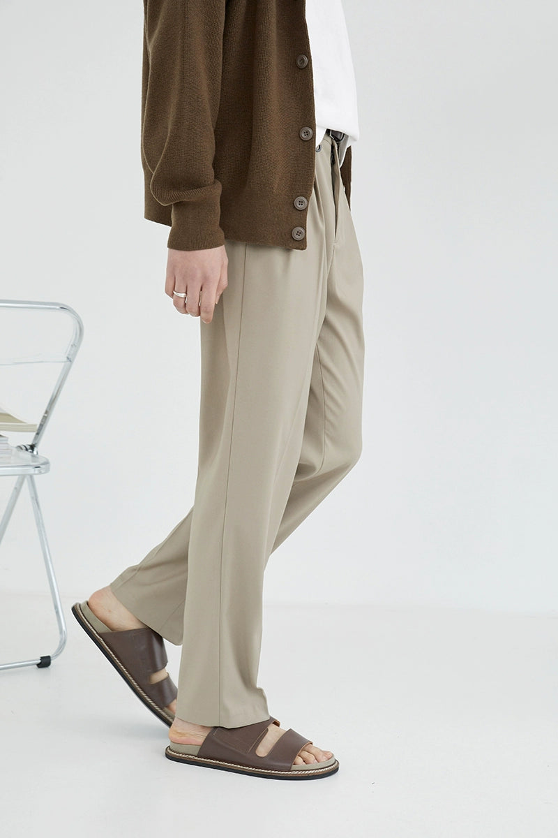 Pantalones de vestir de confort de doble plato