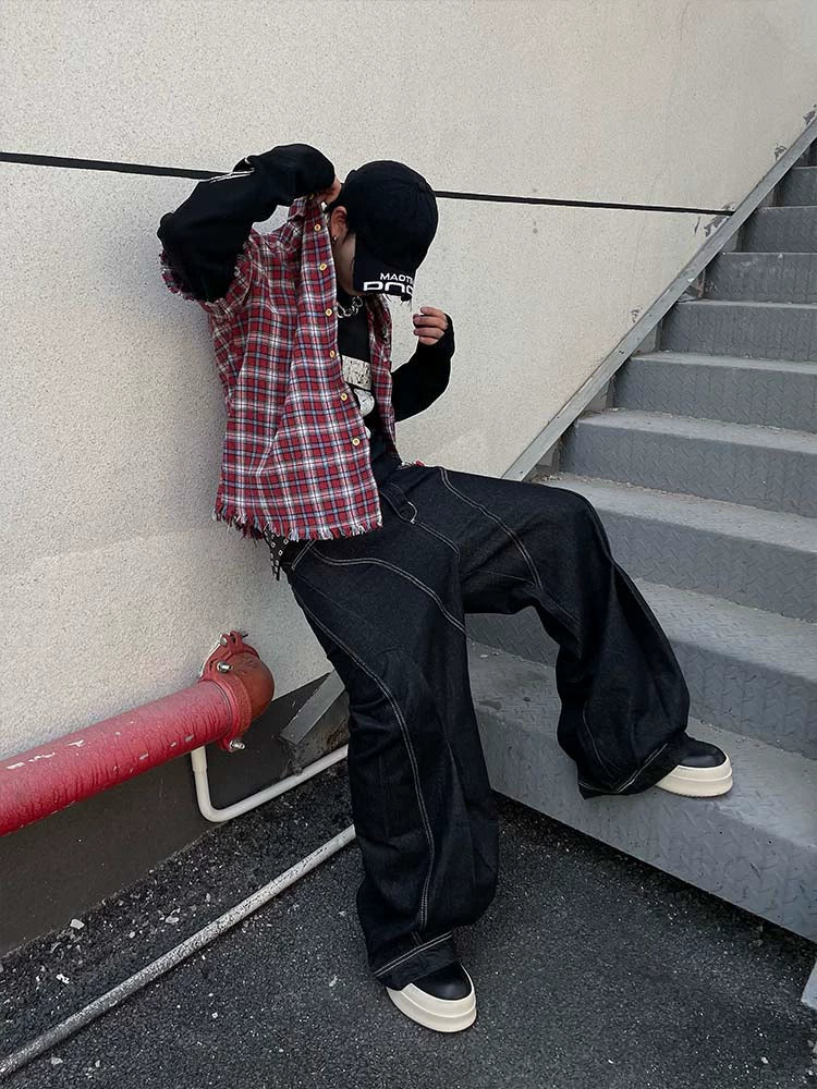 Grunge Layered Plaid Shirt