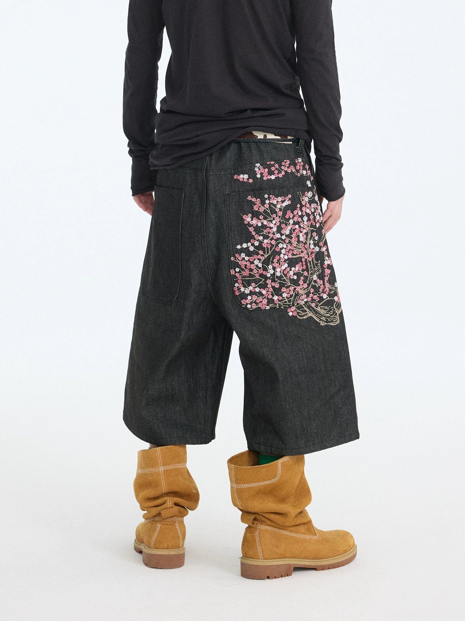 Hanami Bloom Embroidered Denim Shorts