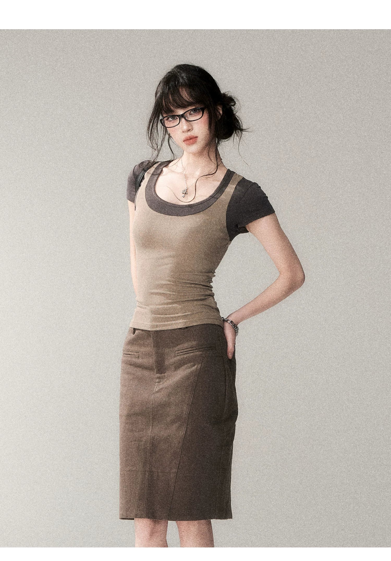 Scholar Layered Scoop‑Neck Top