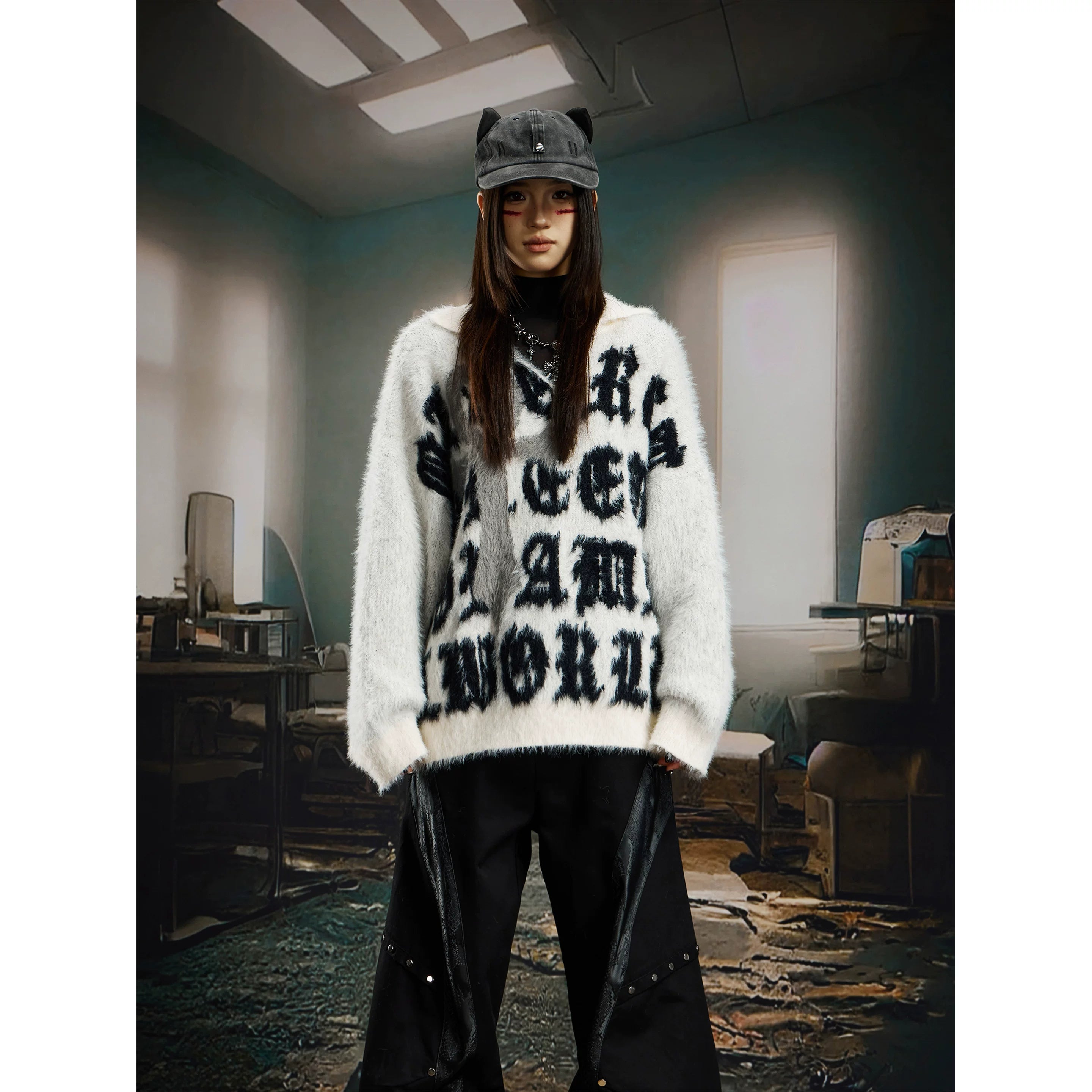 Abyss Gospel Fuzzy Cross Sweater