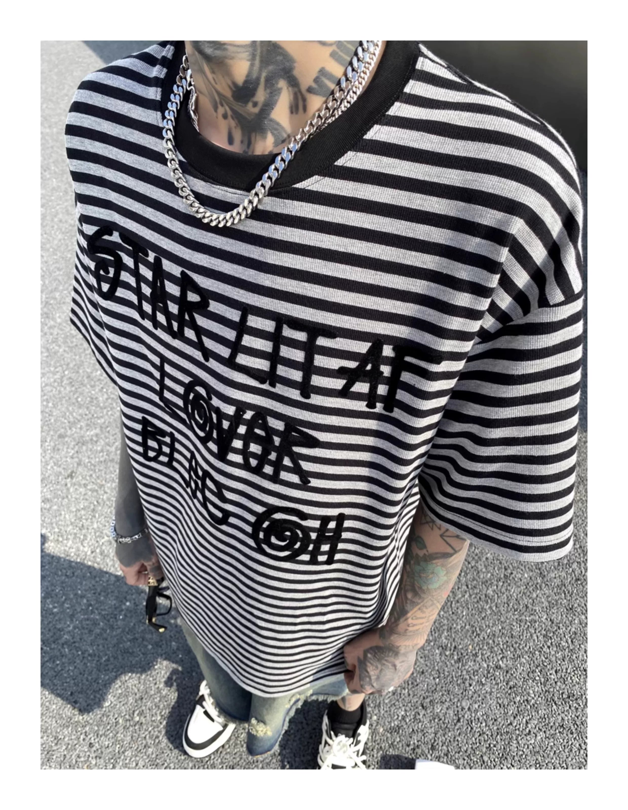 Starlite Graffiti Stripe Oversized Tee