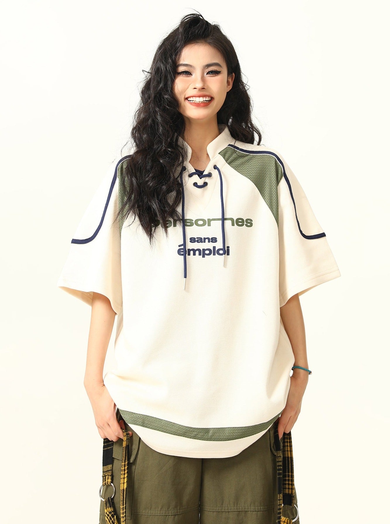 Camiseta americana de encaje deportivo