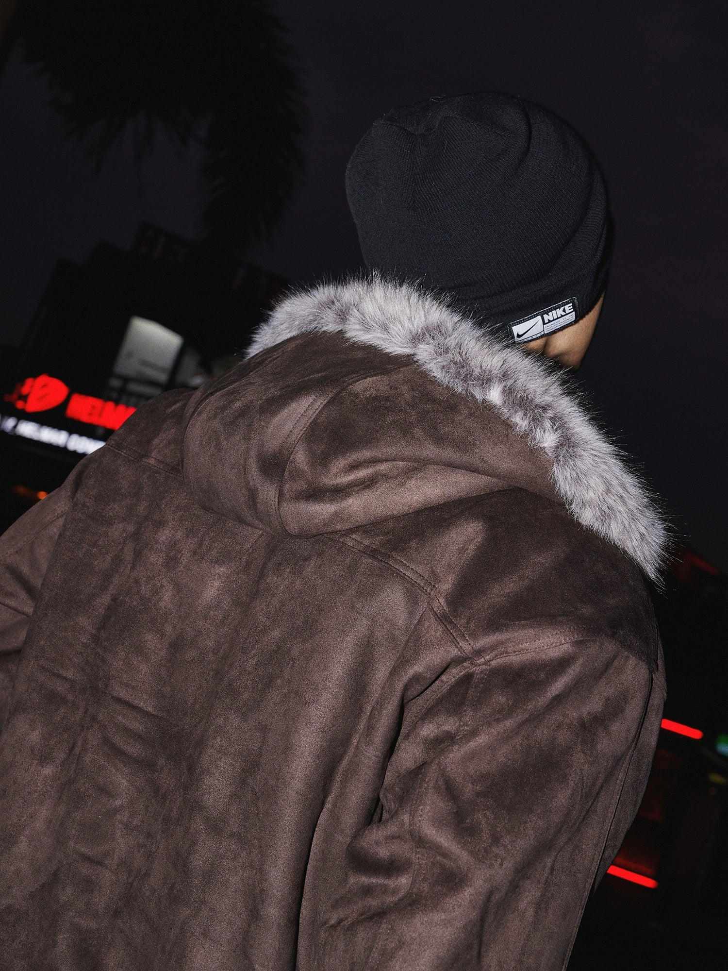 Mocha Frost Faux Fur Collar Jacket