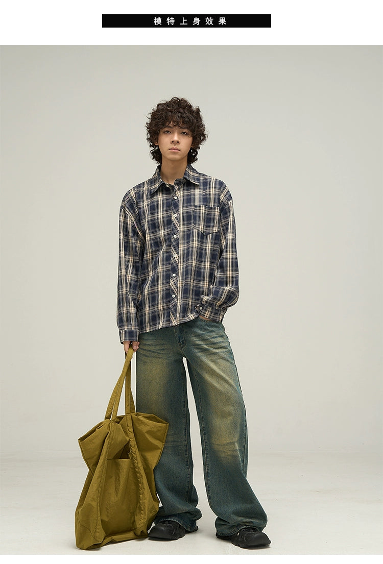Oversized Plaid Full Button Shirt