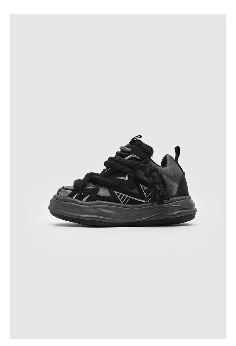 Distressed Rope-Lace Chunky Sneakers