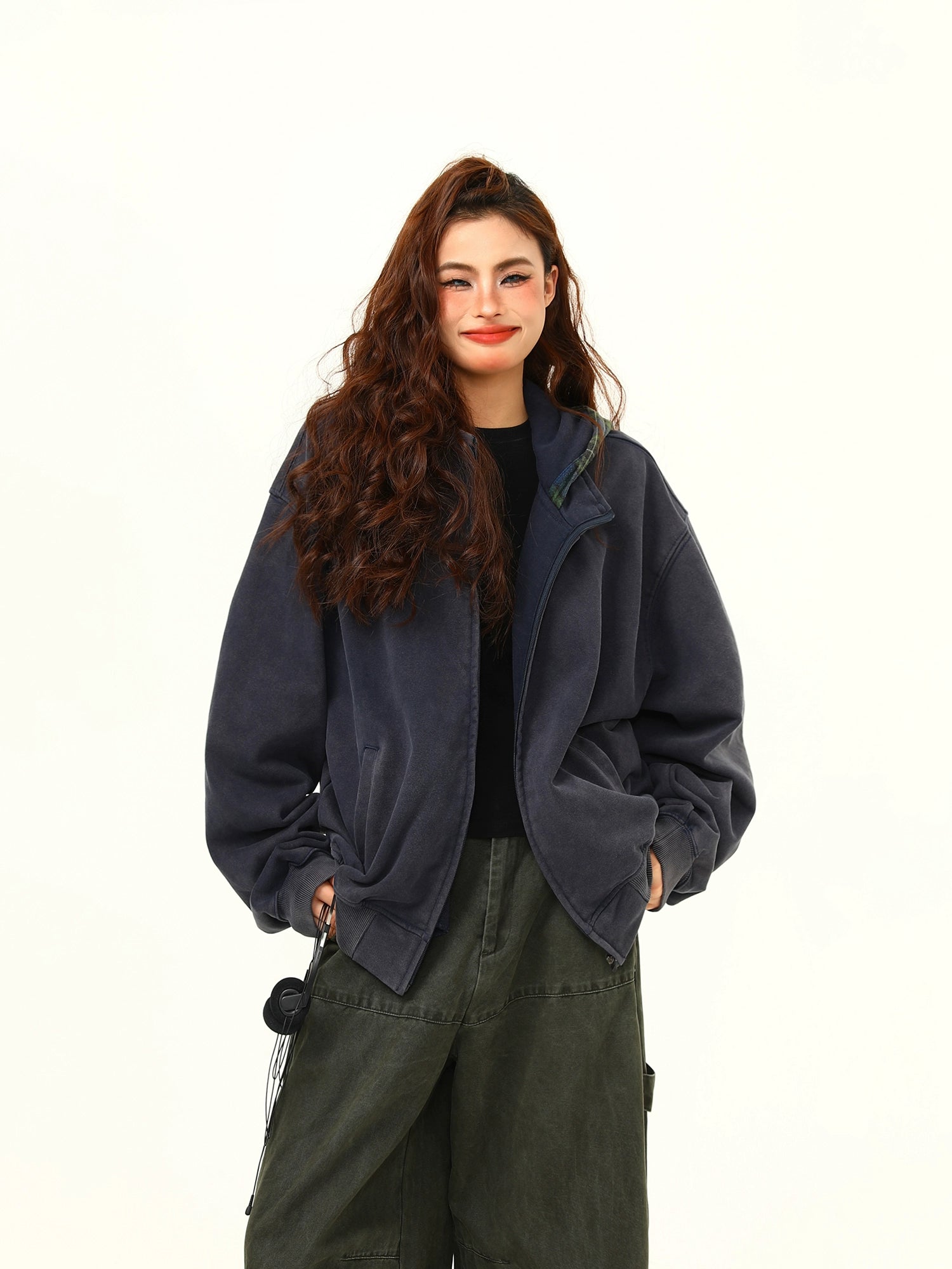 Basic Navy Zip-Up Hoodie