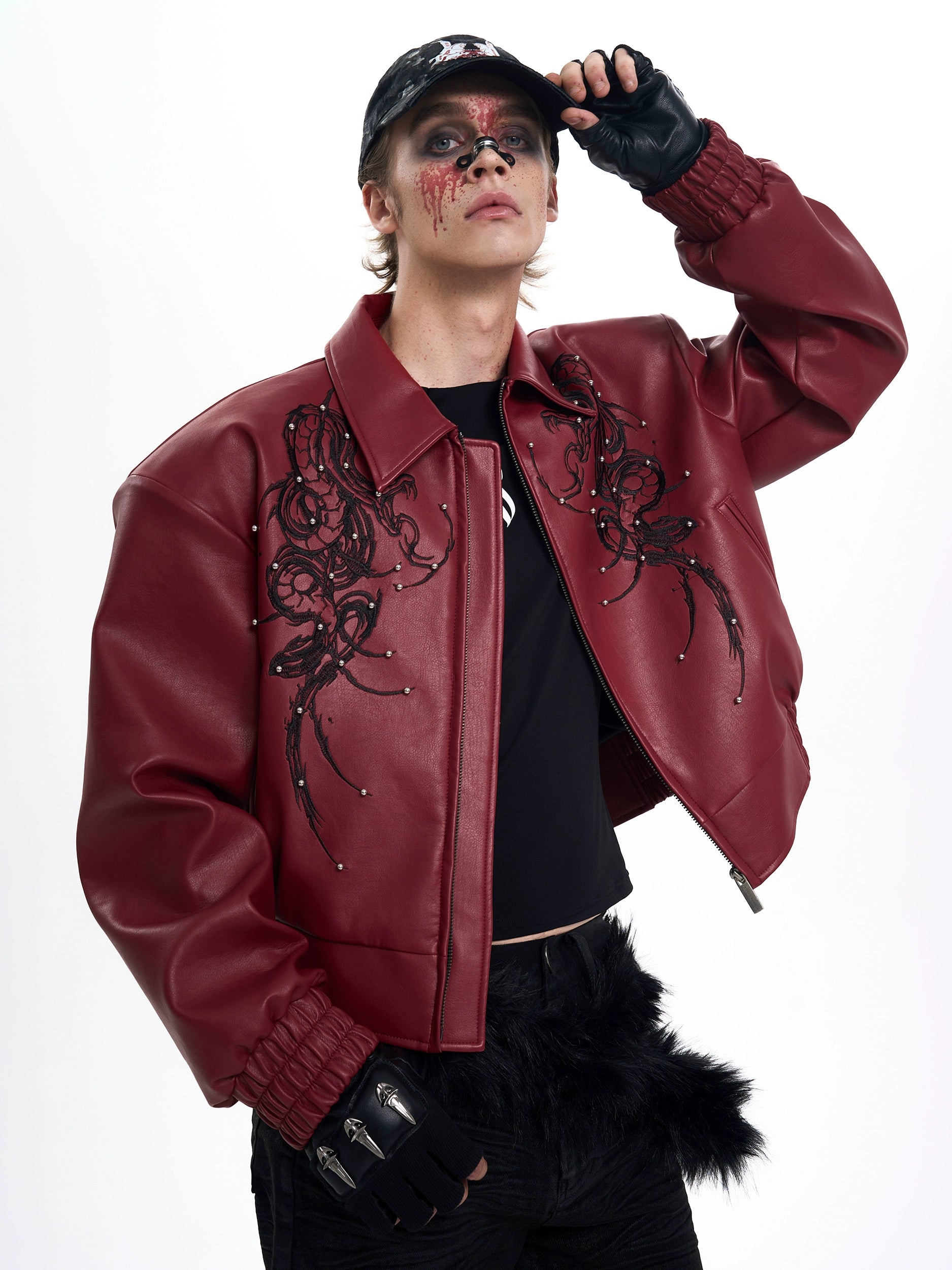 Black Graphic Bomber Jacket