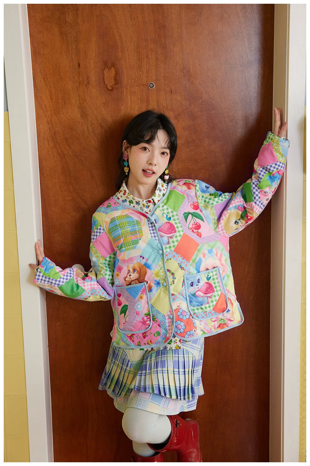 Patchwork Hooded Jacket Rainbow