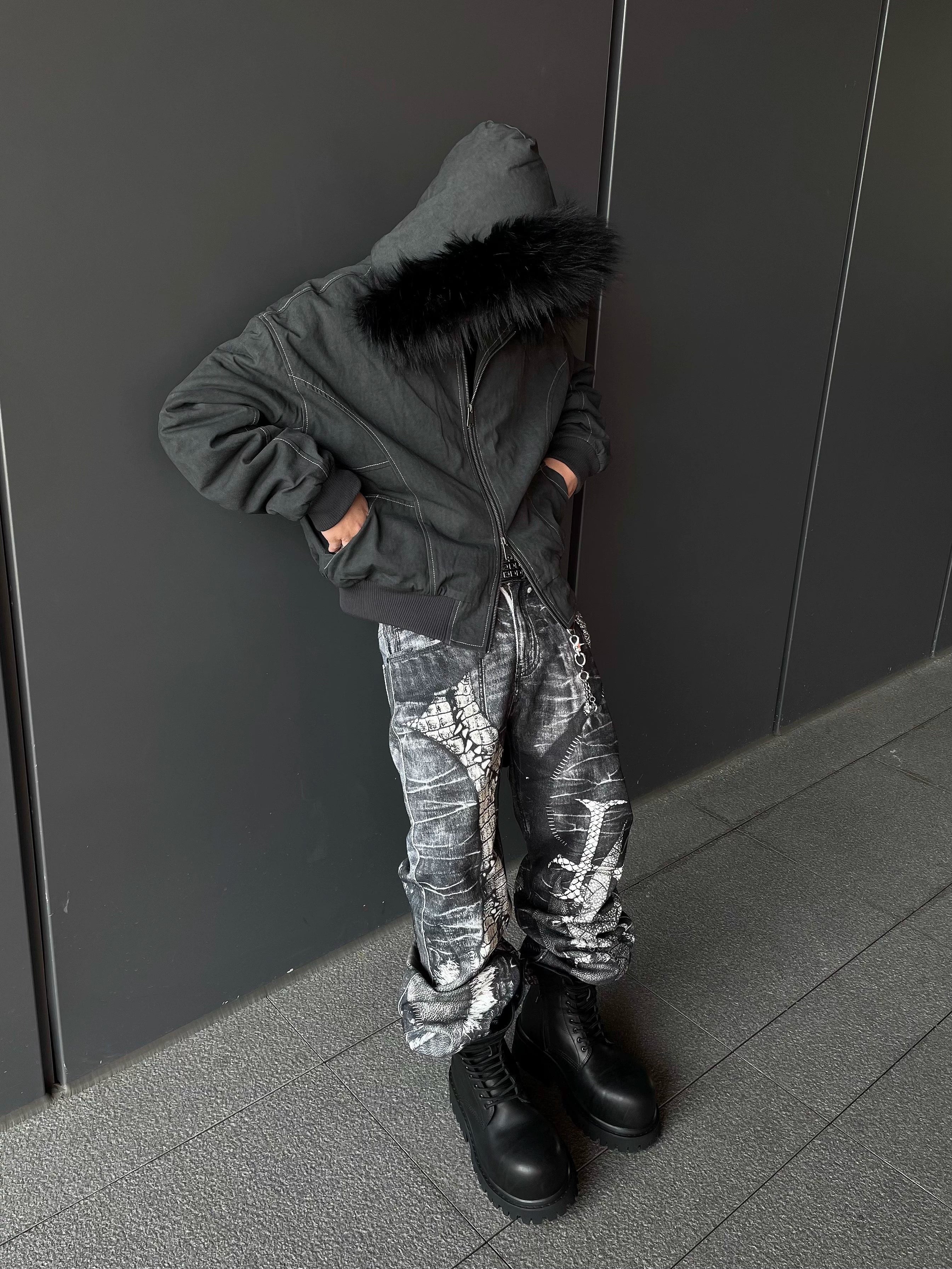 Nightfall Luxe Fur Hood Bomber Jacket