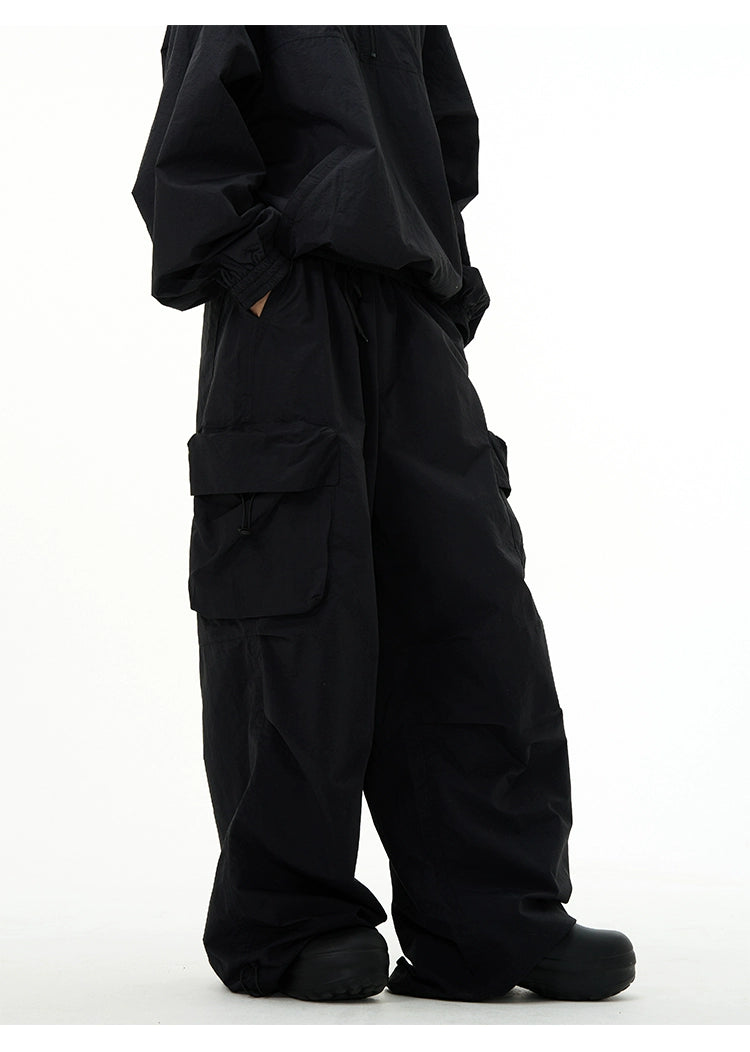 All-Black Oversized Windbreaker and Cargo Pants Setup