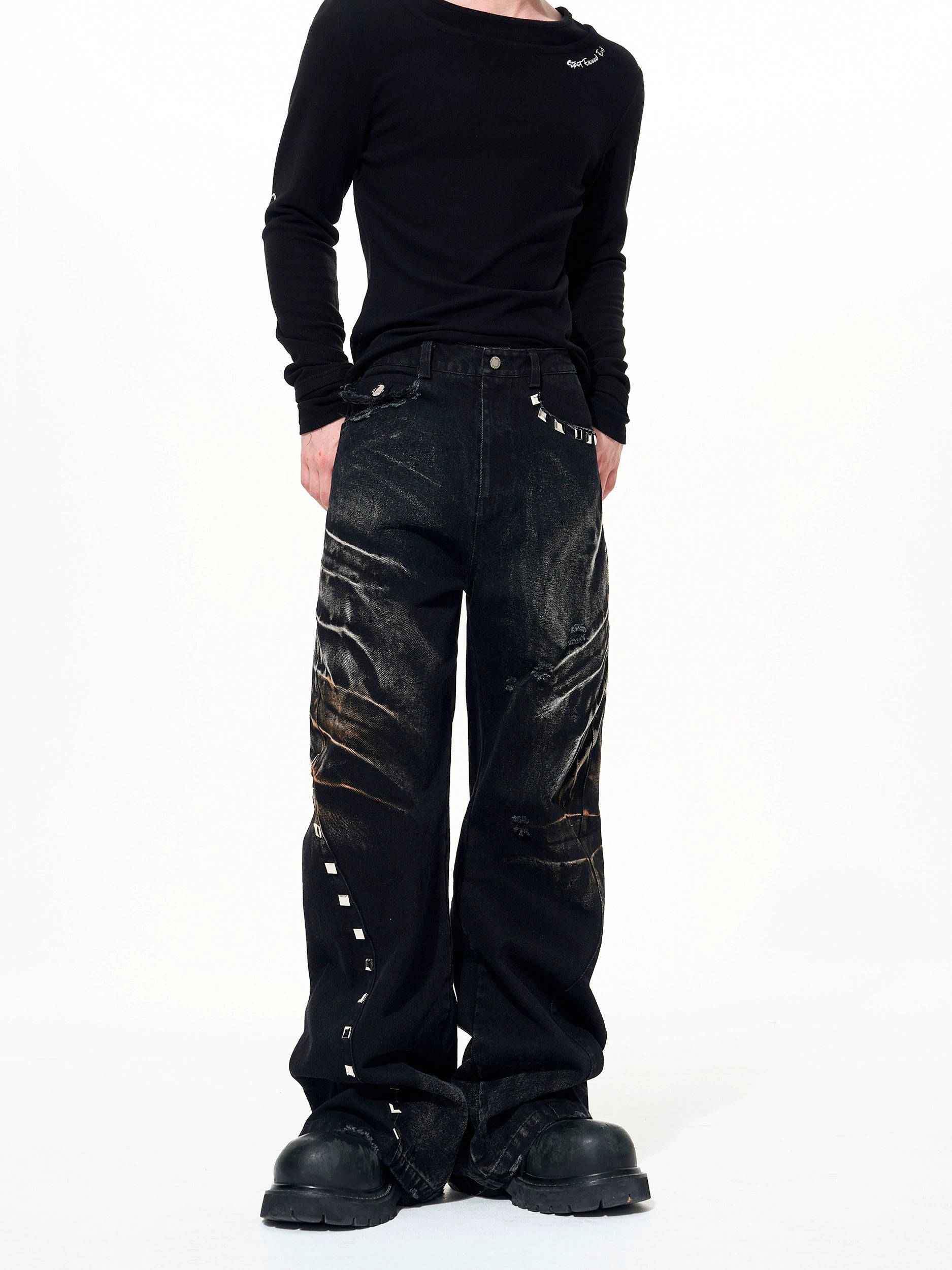 Abyss Relic Studded Flare Jeans