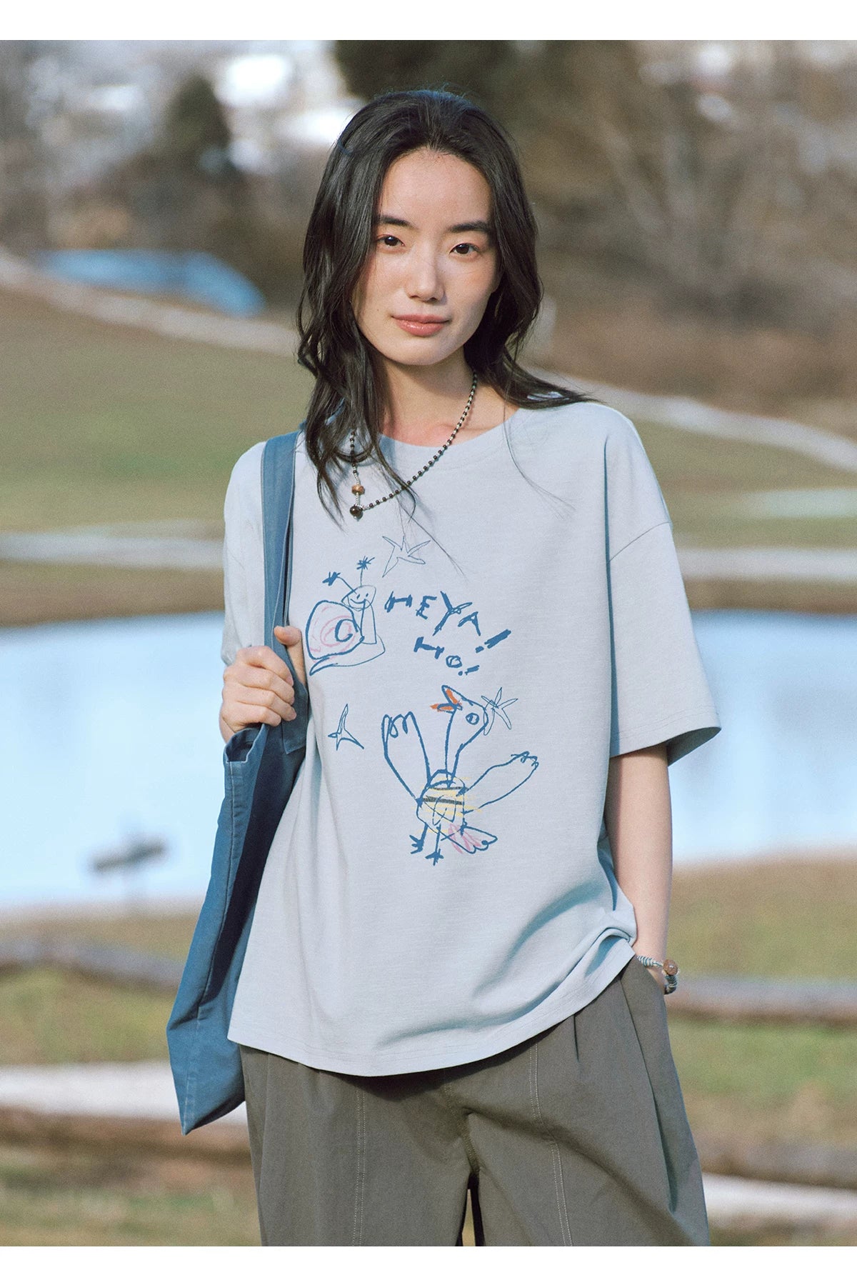 Abstract Bird Sketch Oversized T Shirt