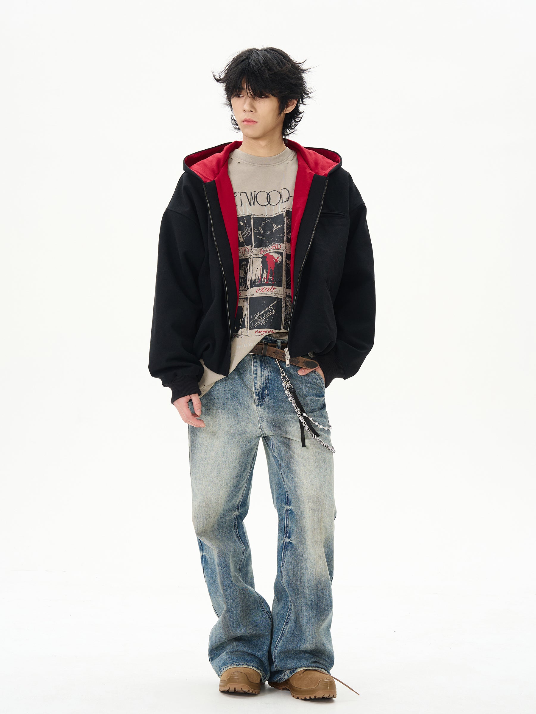 Blue Fleece Hooded Bomber Jacket