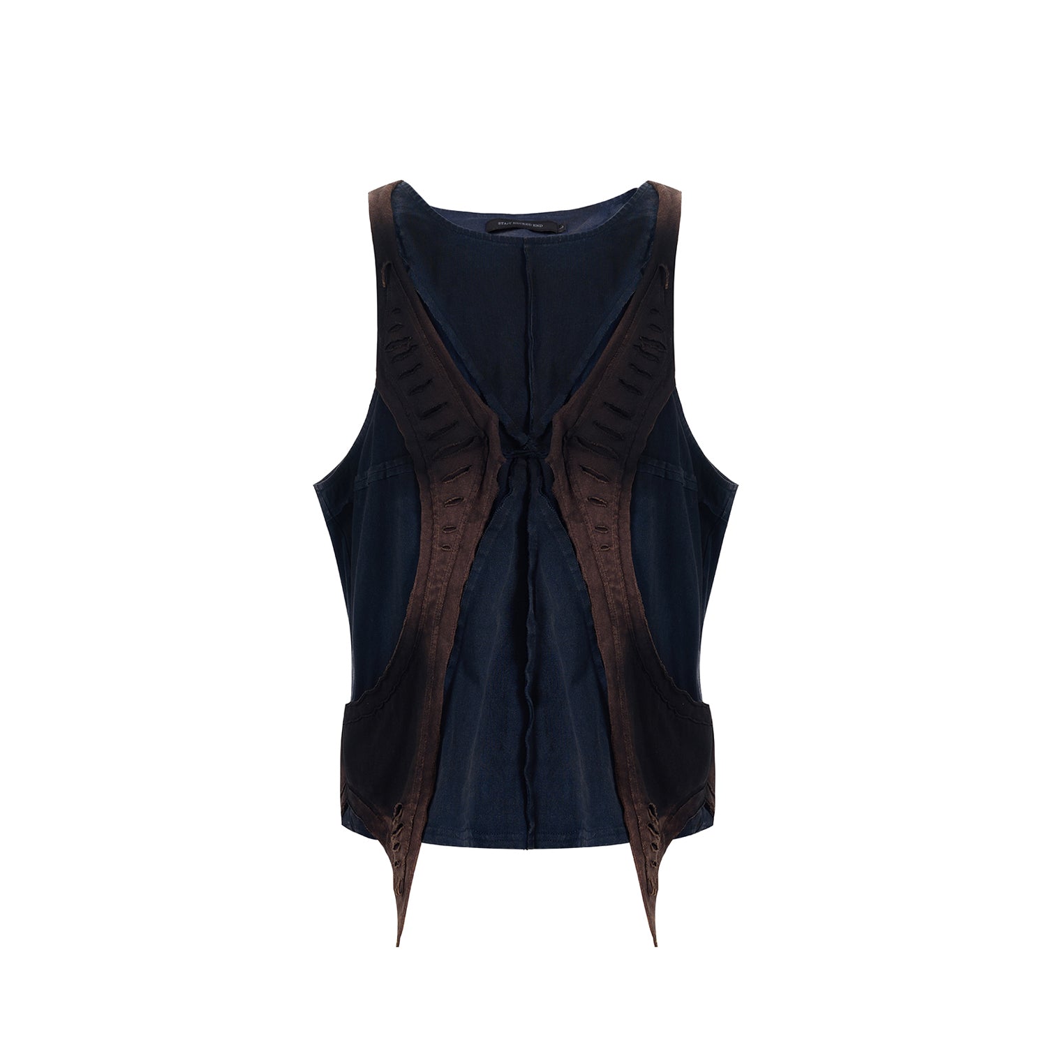 Deconstructed Patchwork Denim Sweatshirt Tank Top and Pants Setup
