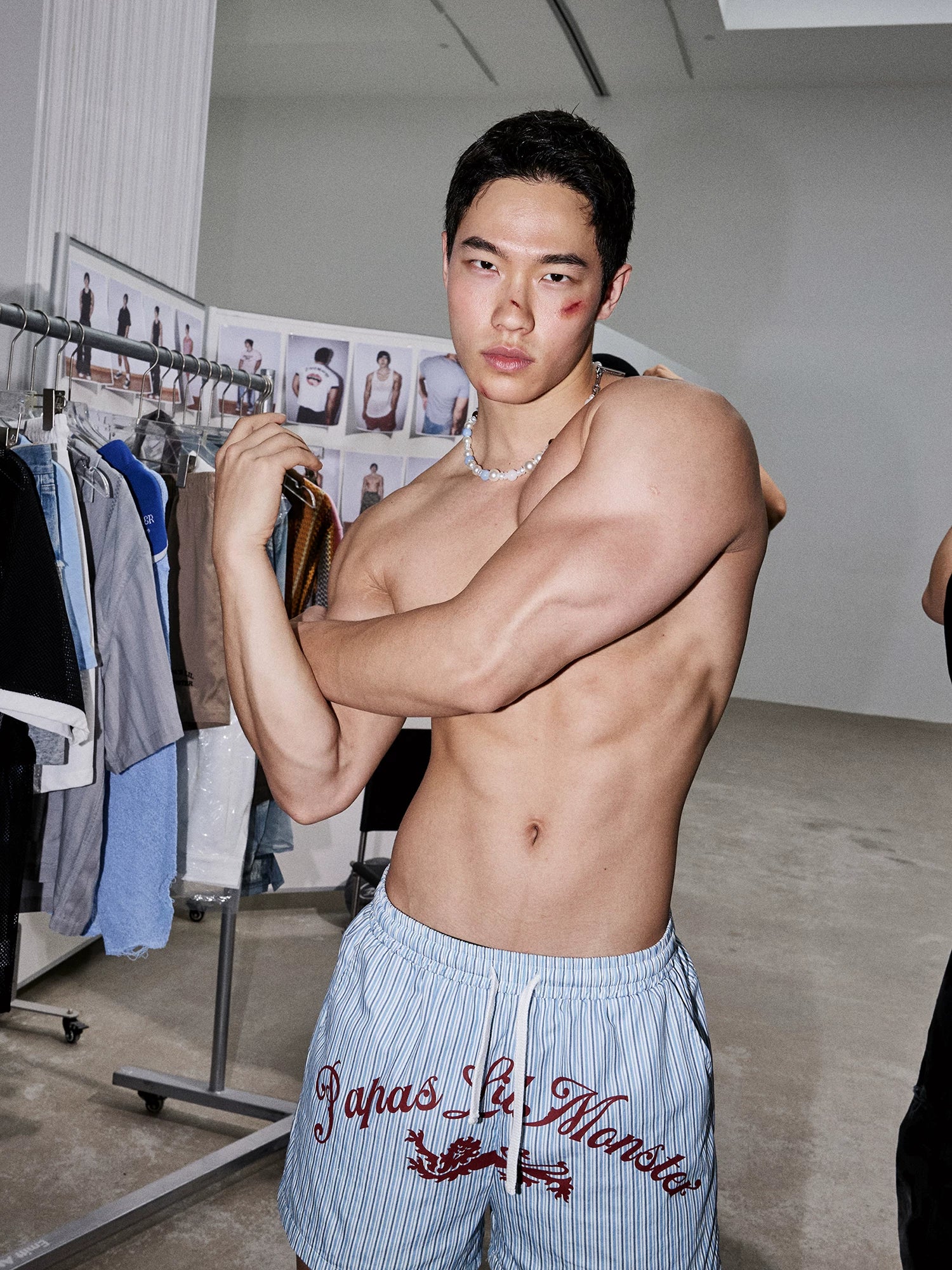 Sky Stripe Logo Shorts