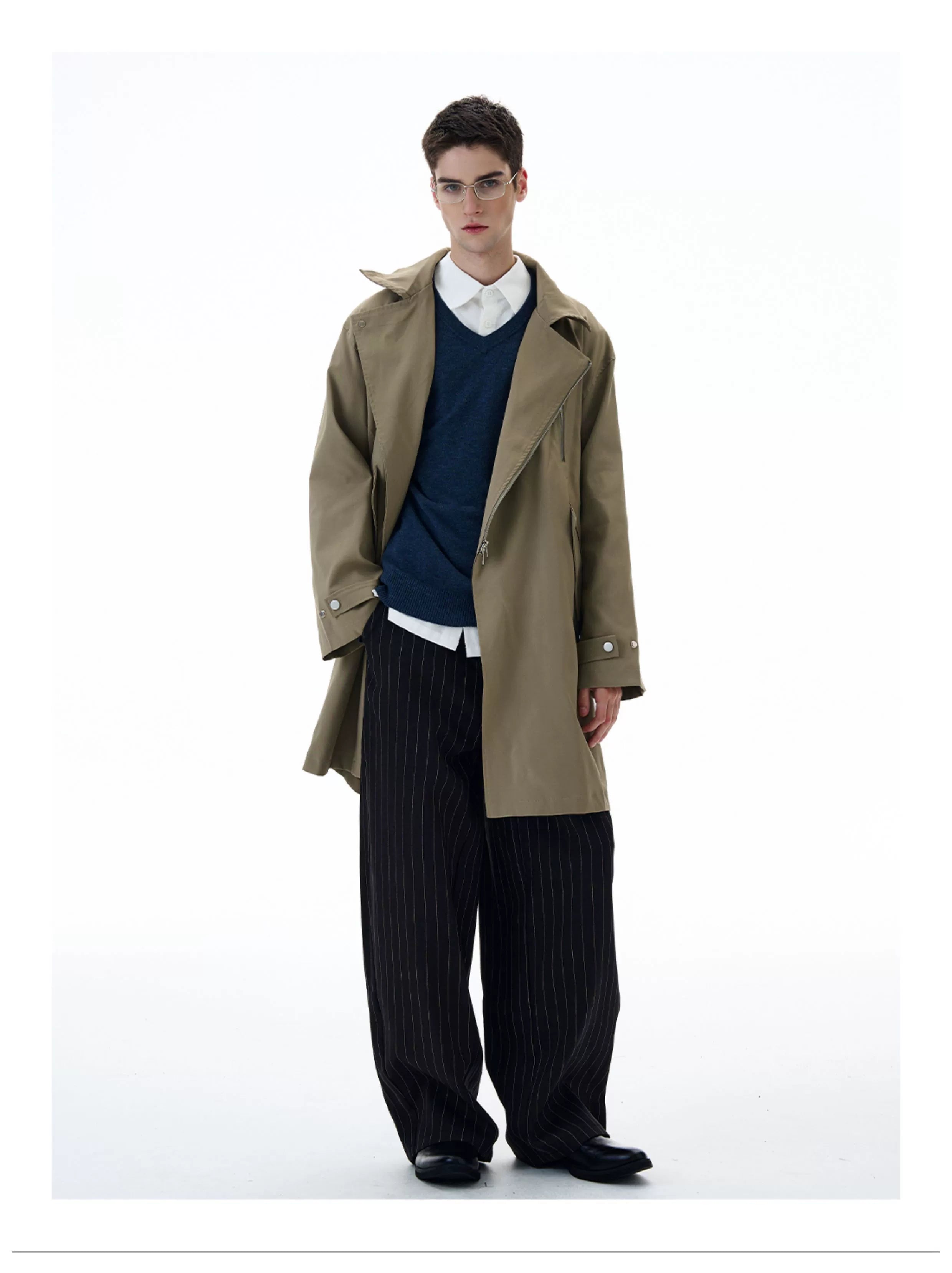 Chocolate Pinstripe Wide-Leg Trousers