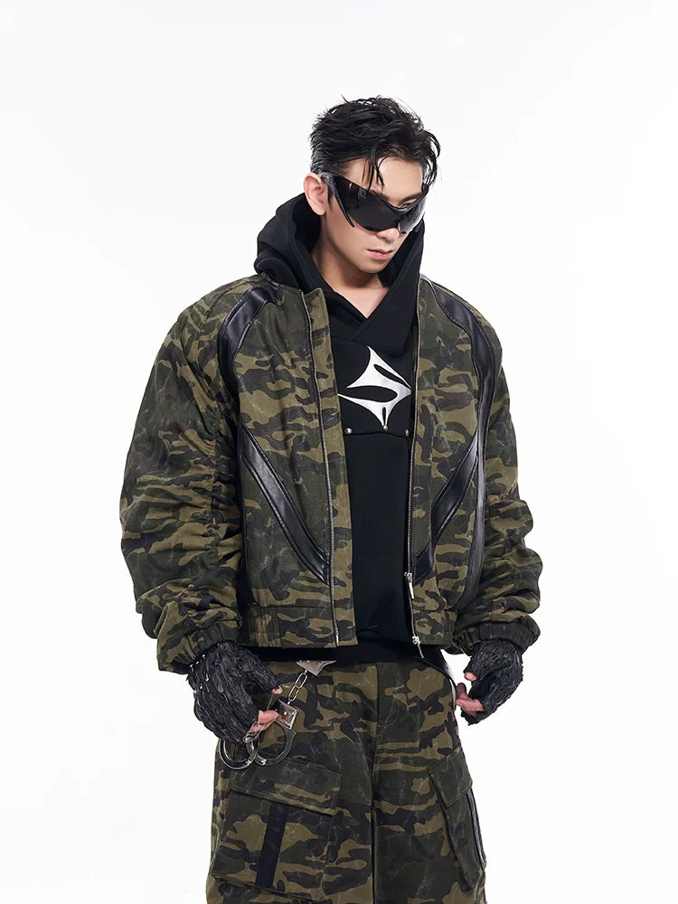 Camo Patchwork Jacket and Wide-Leg Cargo Setup