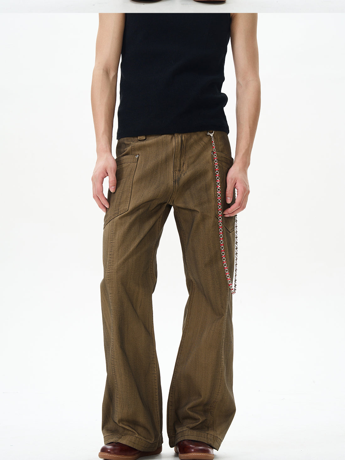 Brown Military Wide Leg Pants