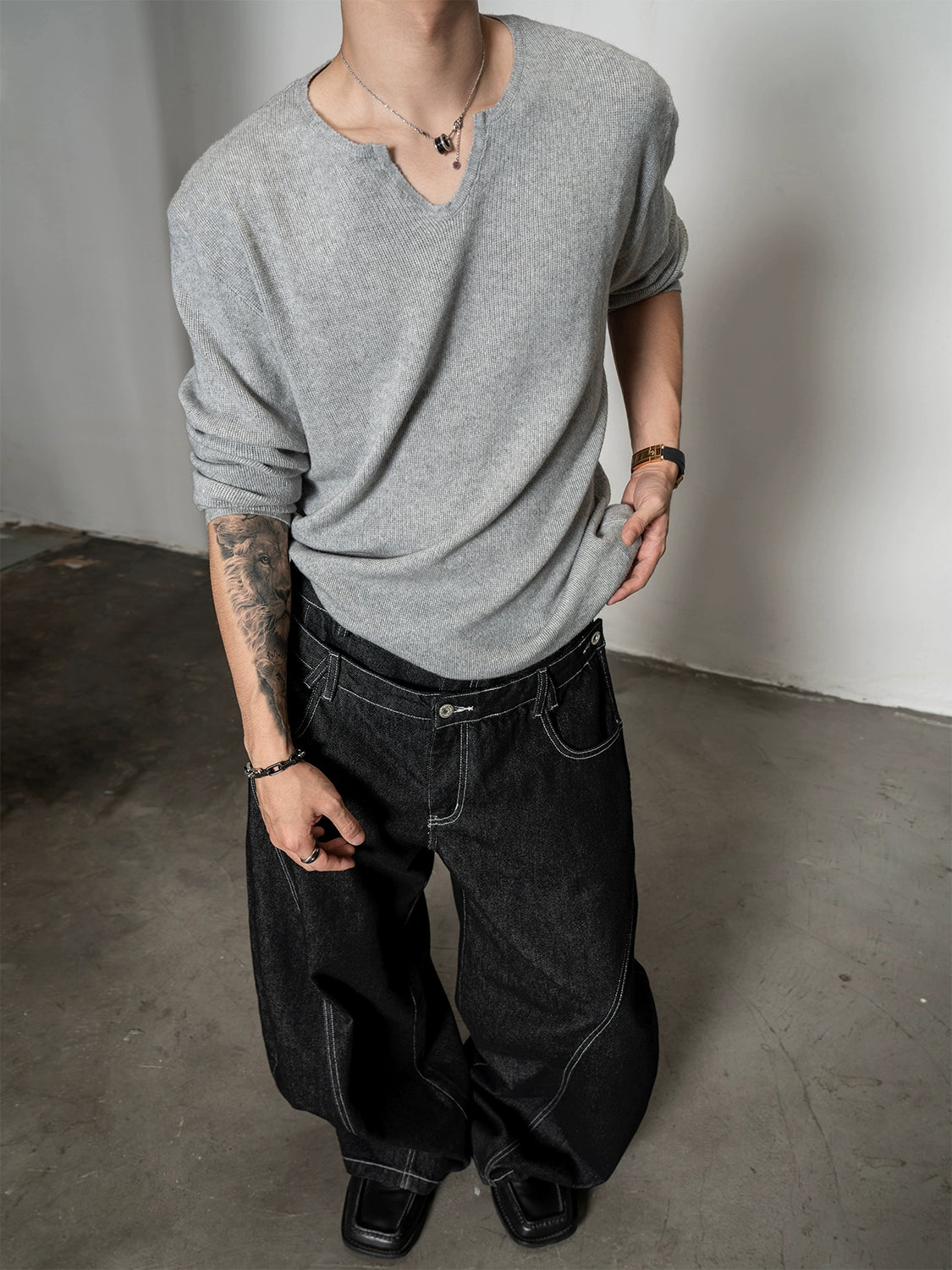 Urban Notch Relaxed Knit Sweater