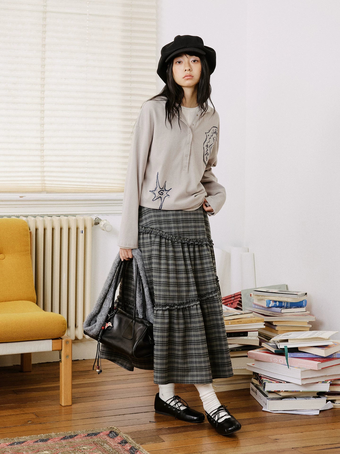 Graphic Embroidered Oversized Polo Shirt