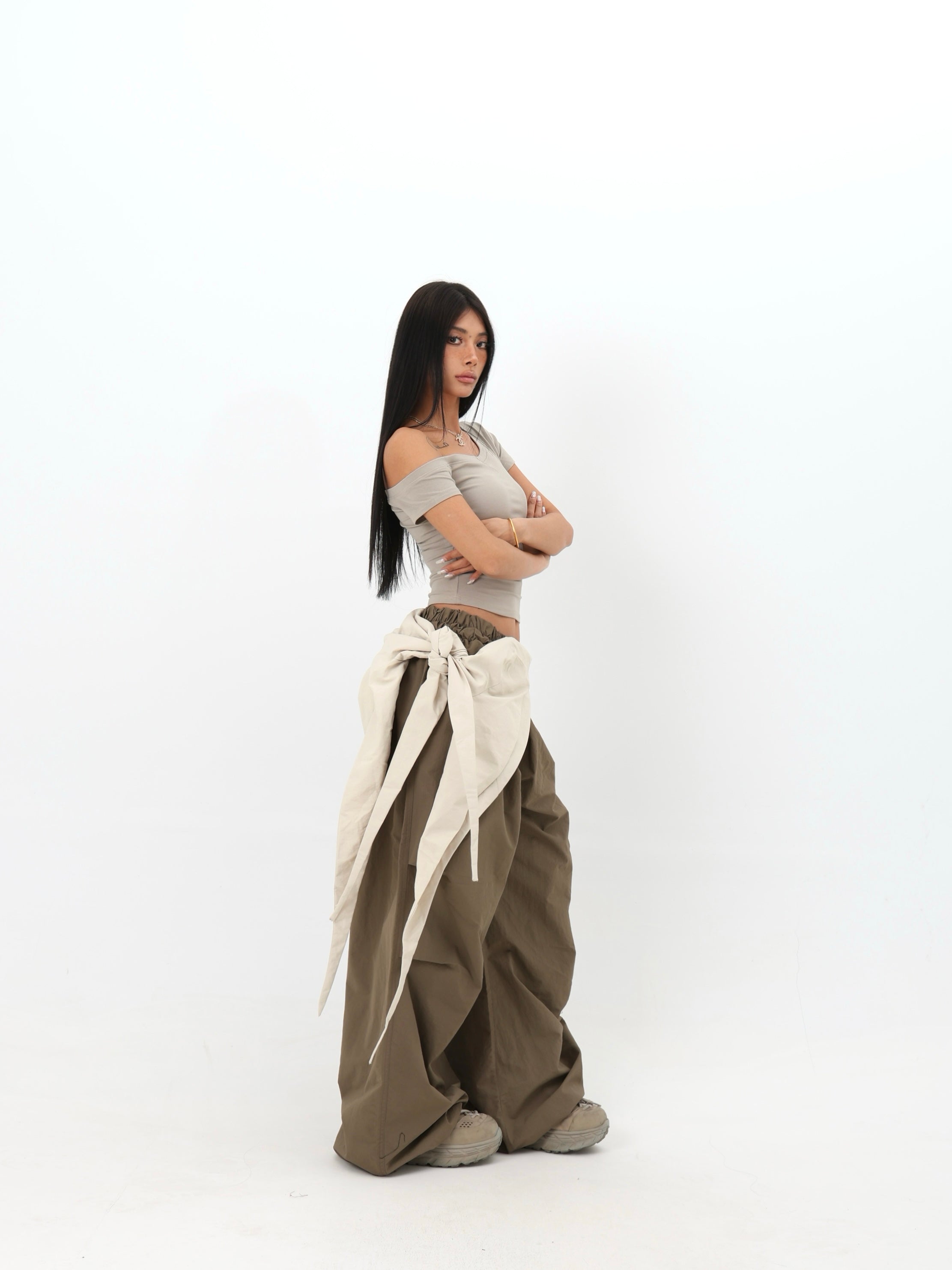 Wrap Waist Parachute Pants