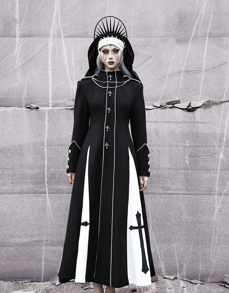 Gothic Cross Long Trench Coat