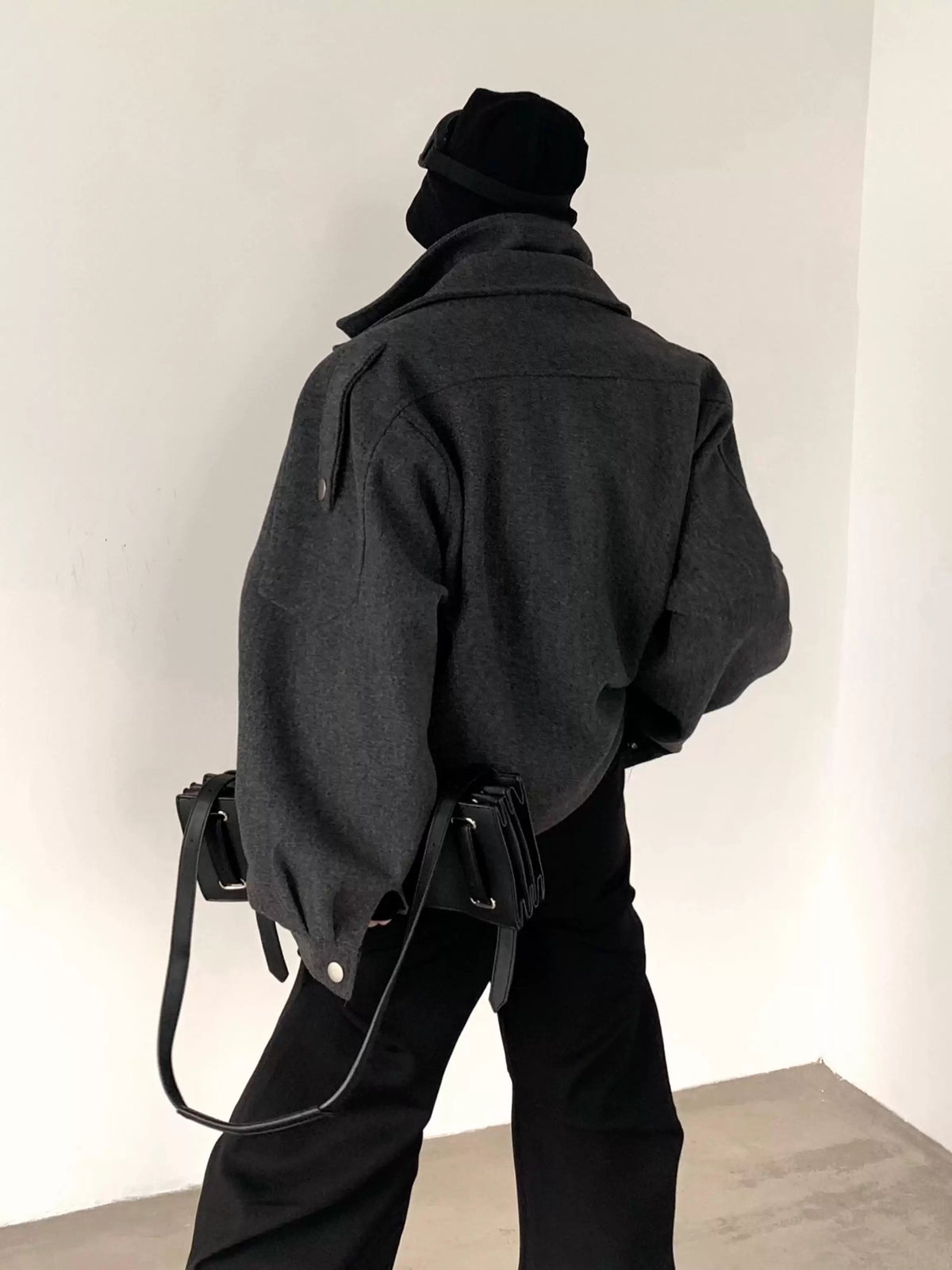 Asymmetric Zip Wool Moto Jacket
