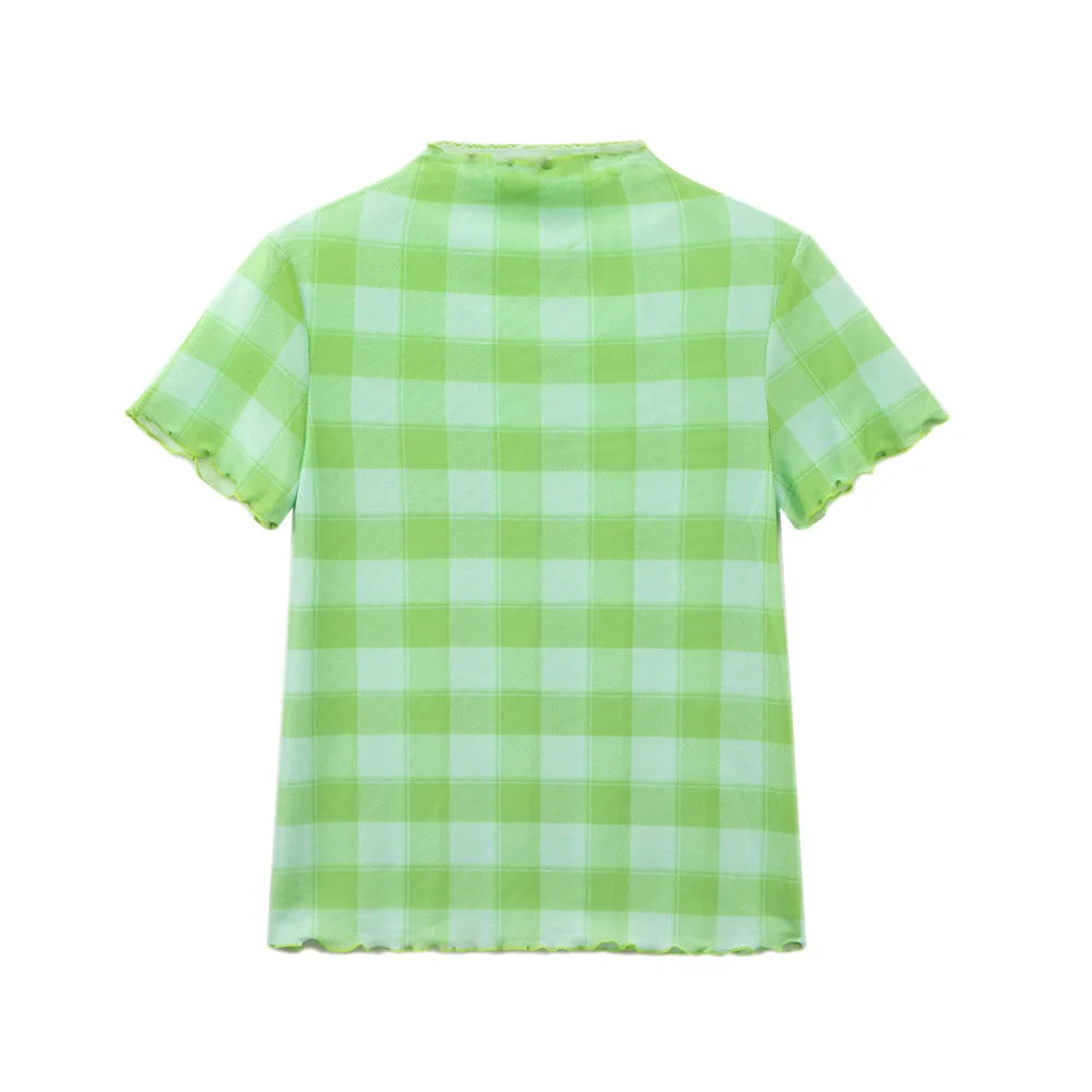 Lettuce Edge Check Print T-shirt