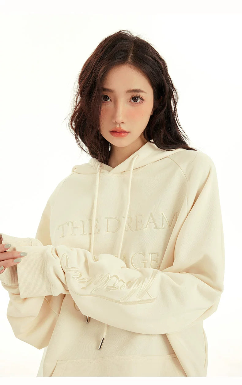 Embossed Lettering Oversized Pullover Hoodie