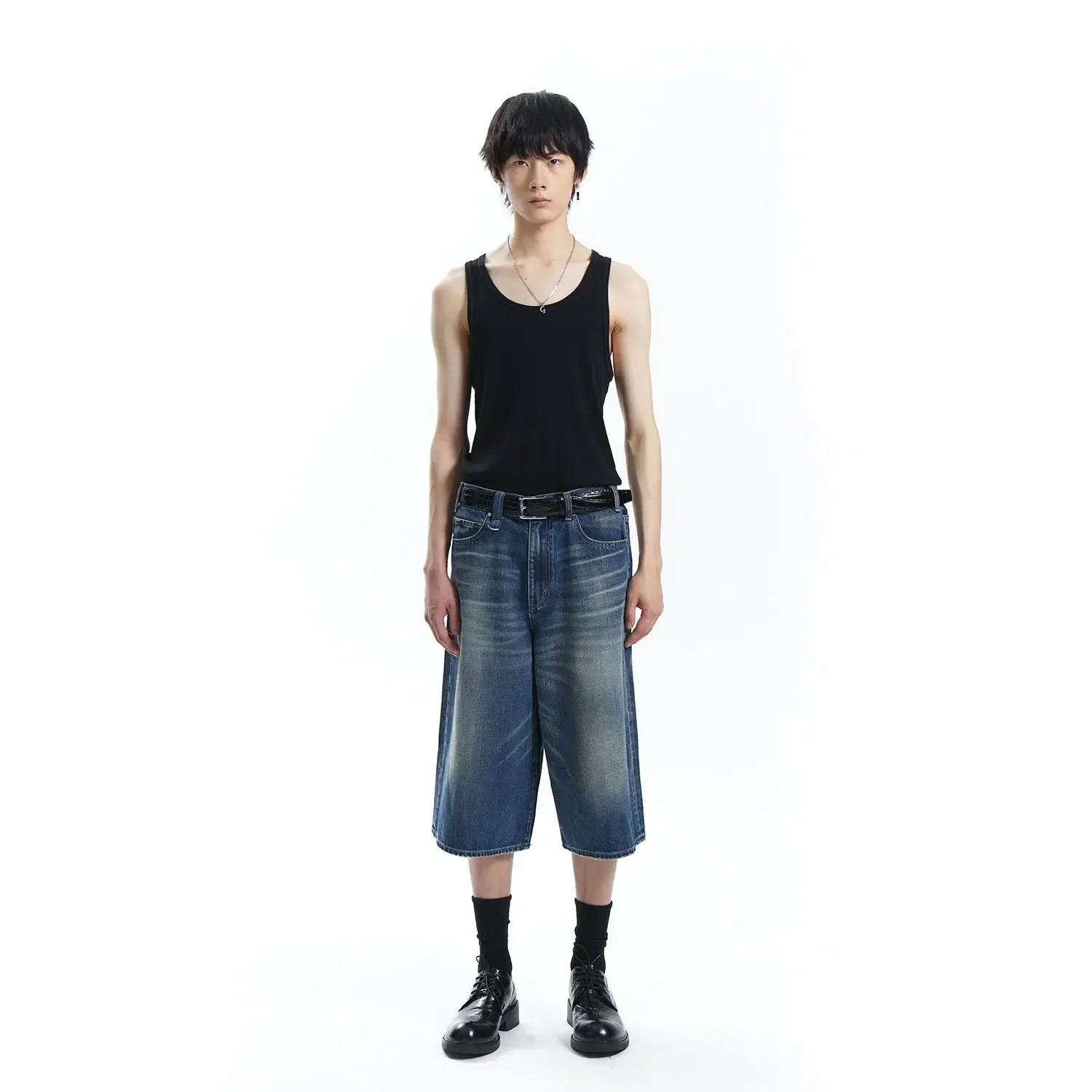 Wide Leg Denim Bermudas - chiclara