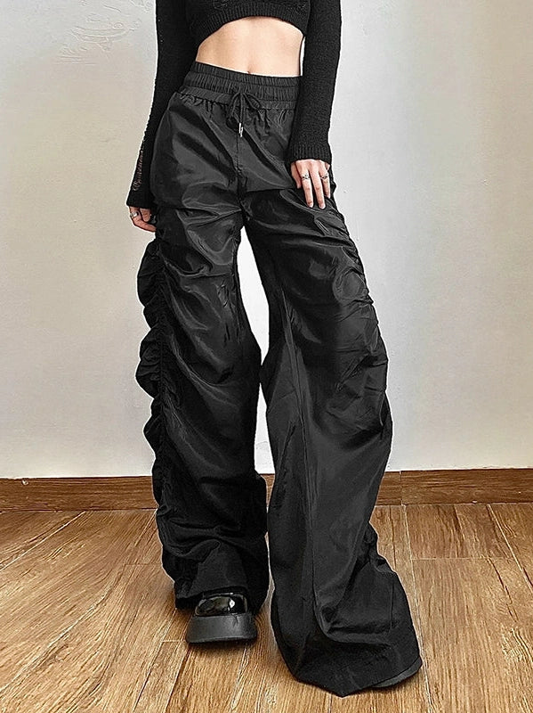 High-Waist Pleated Wide-Leg Pants - chiclara