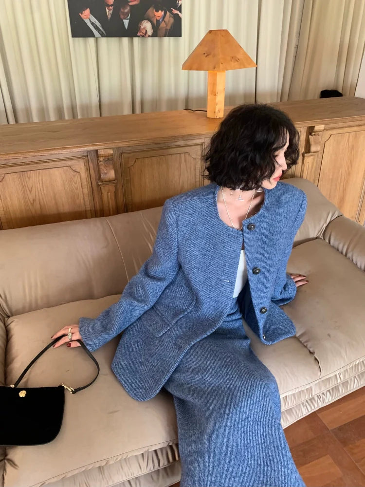 Tweed Blazer and Skirt Set