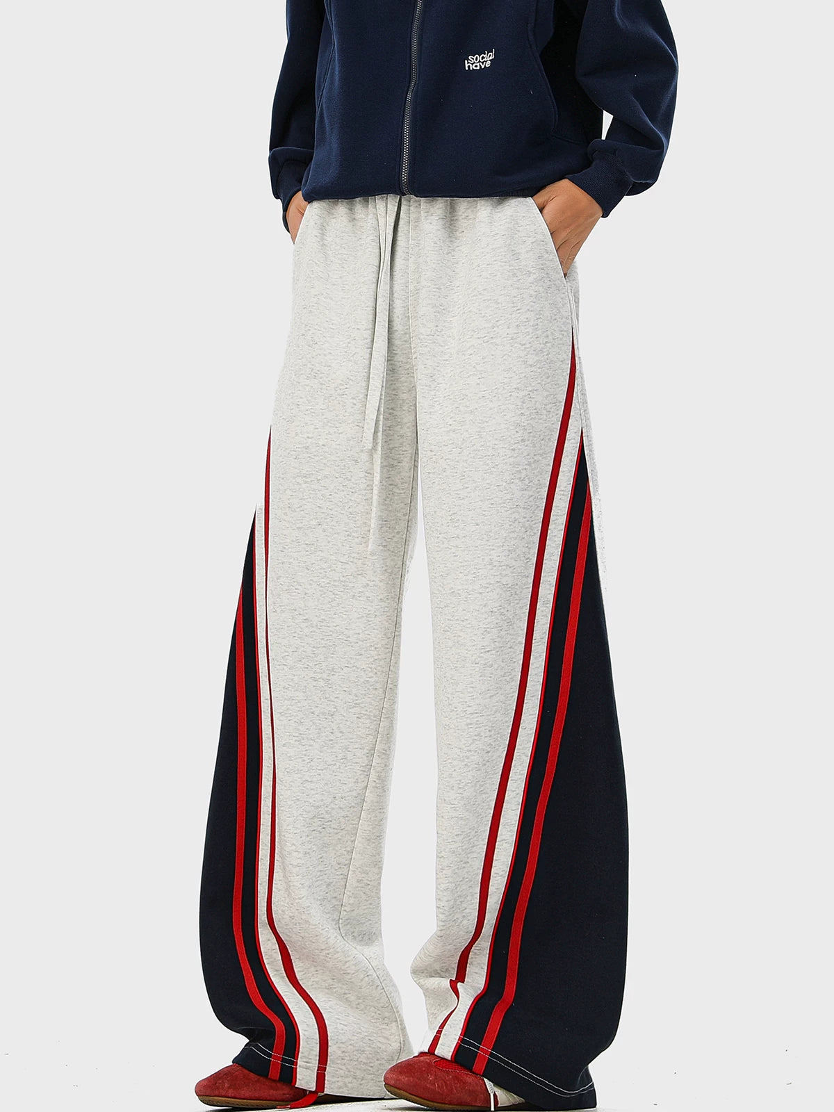 Mint-Stripe Varsity Track Pants