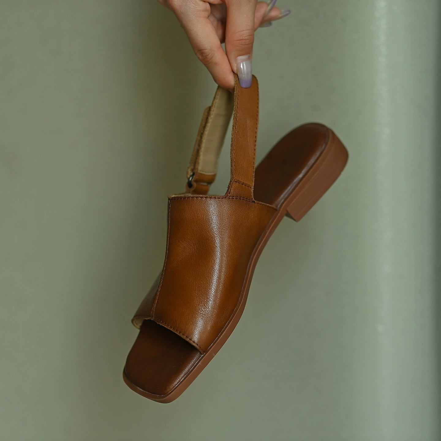 Caramel Leather Slingback Sandals