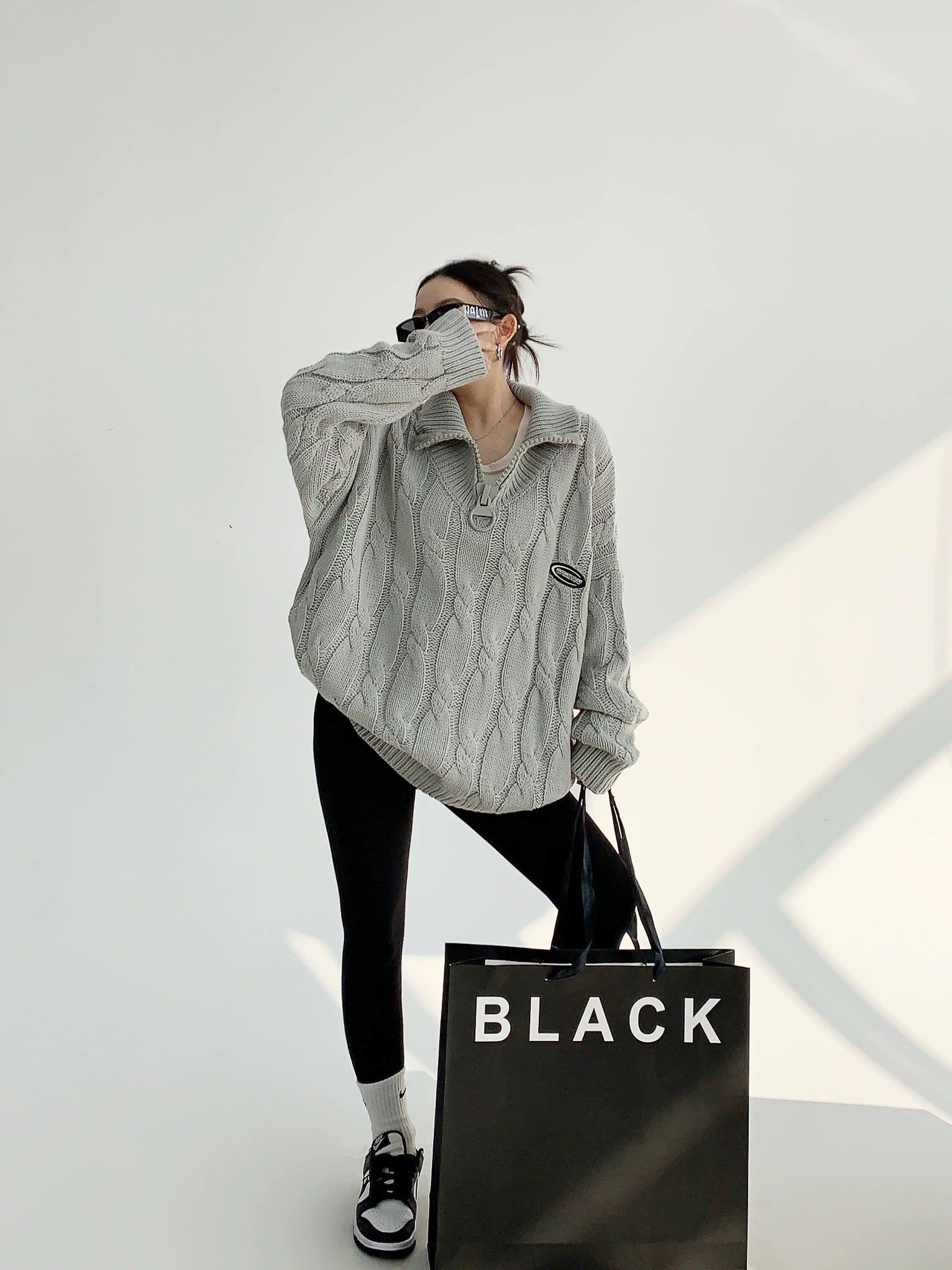 Frost Cable Zip Knit Sweater