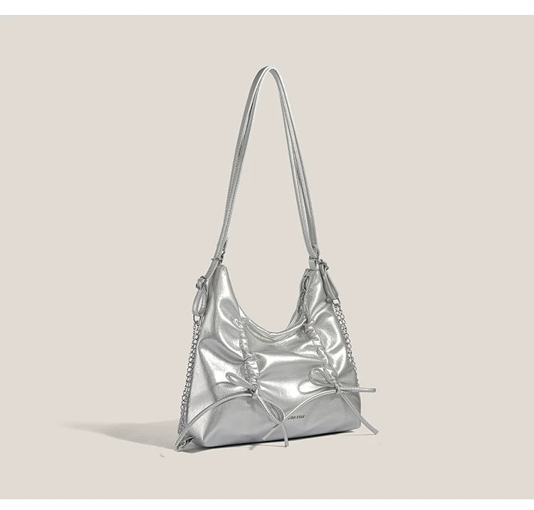 Midnight Ruffle Chain Shoulder Bag