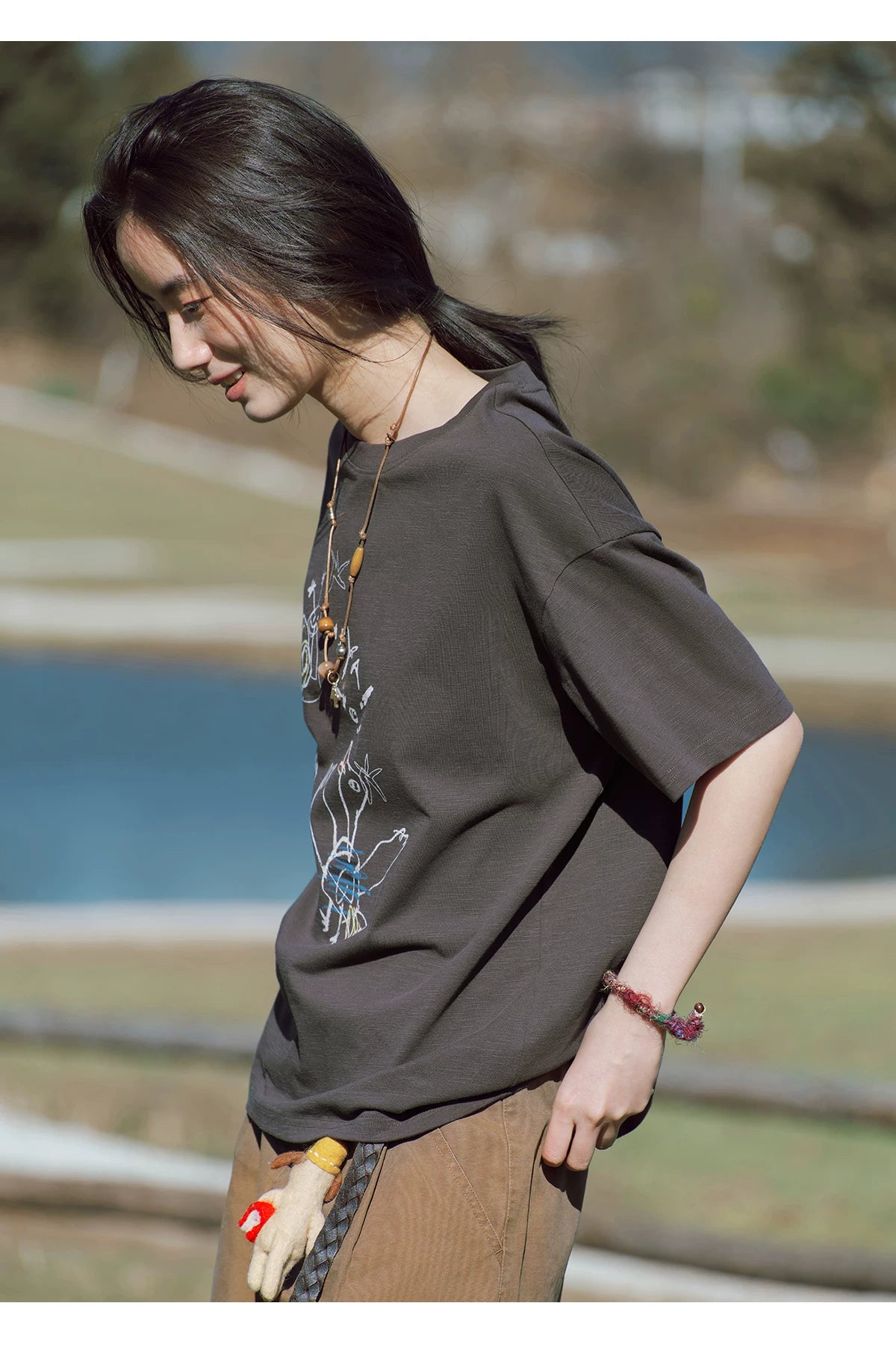 Abstract Bird Sketch Oversized T Shirt