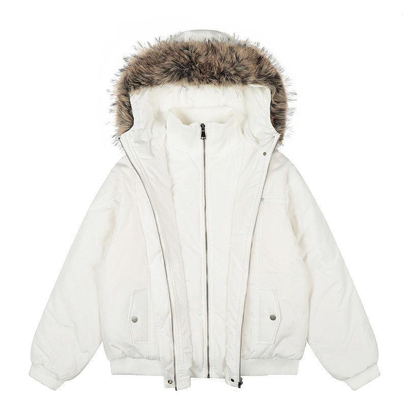 Men's Double-Hood Faux-Fur Thick Puffer Jacket
