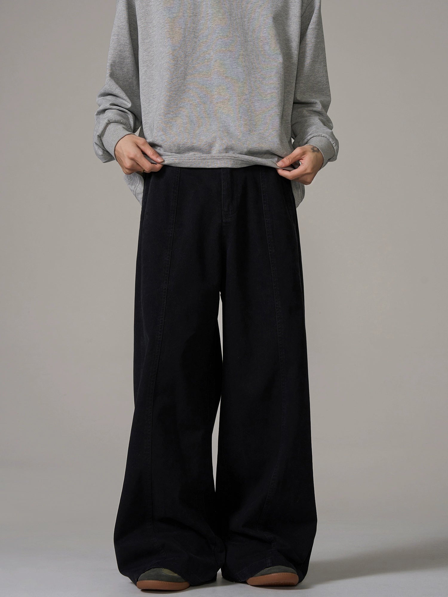 Wide-Leg Brown Wool Trousers
