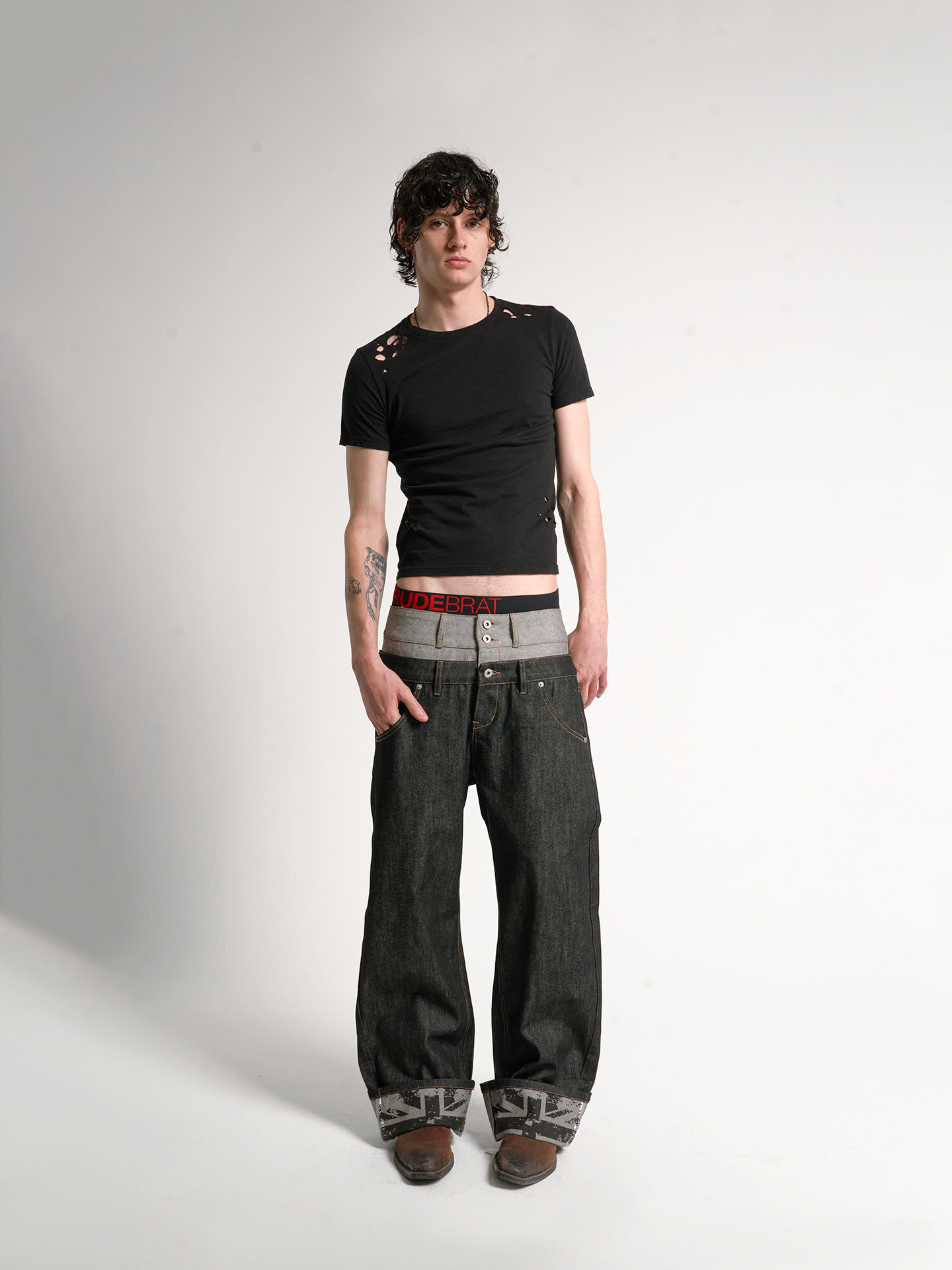 Union Cuff Studded Baggy Jeans