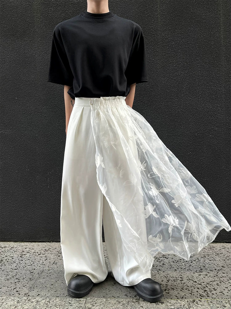Ivory Veil Satin Train Trousers