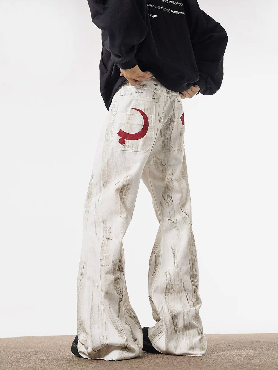 Lunar Brushstroke Wide-Leg Jeans