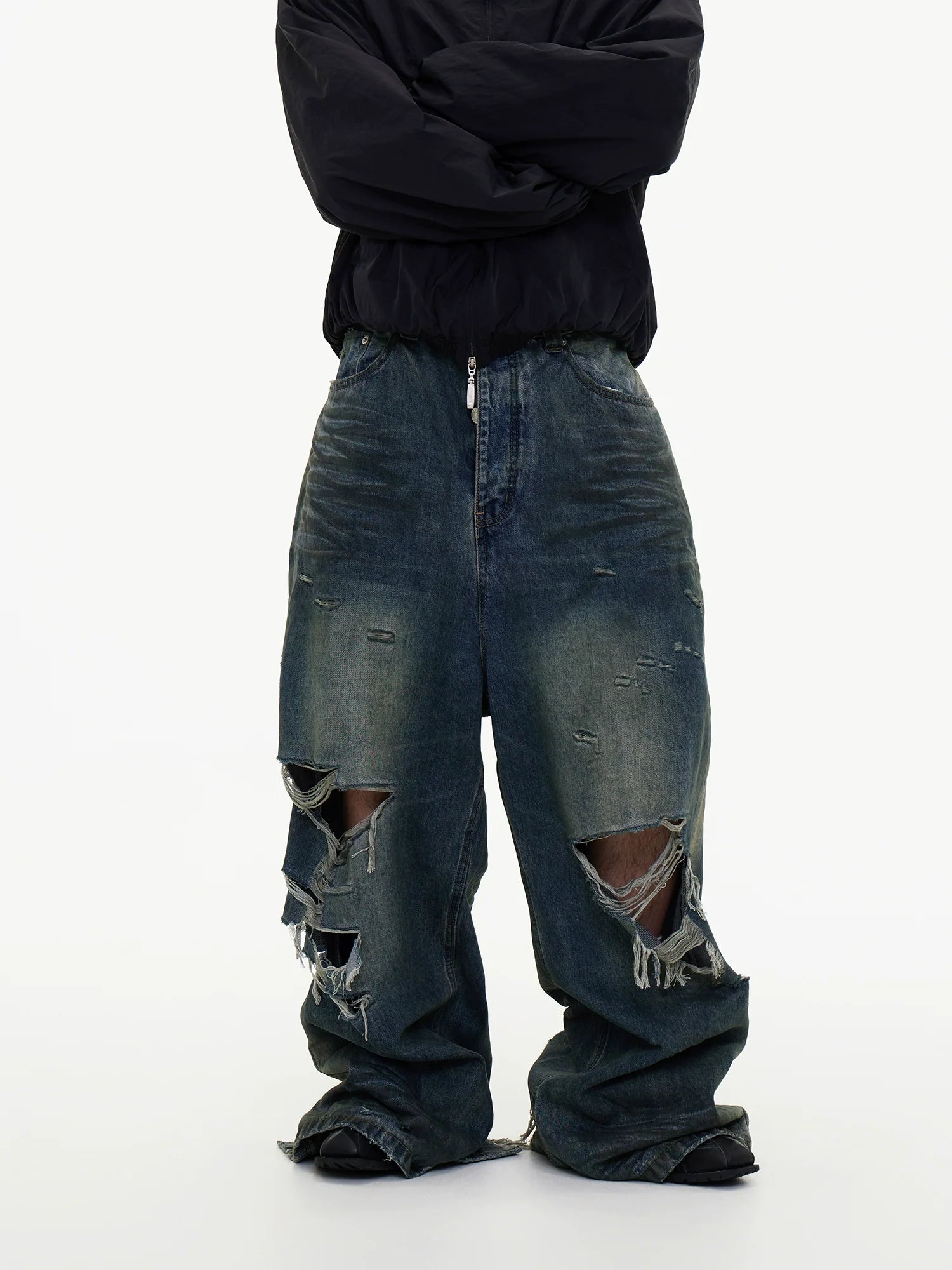 Grunge Destroyed Wide Leg Jeans