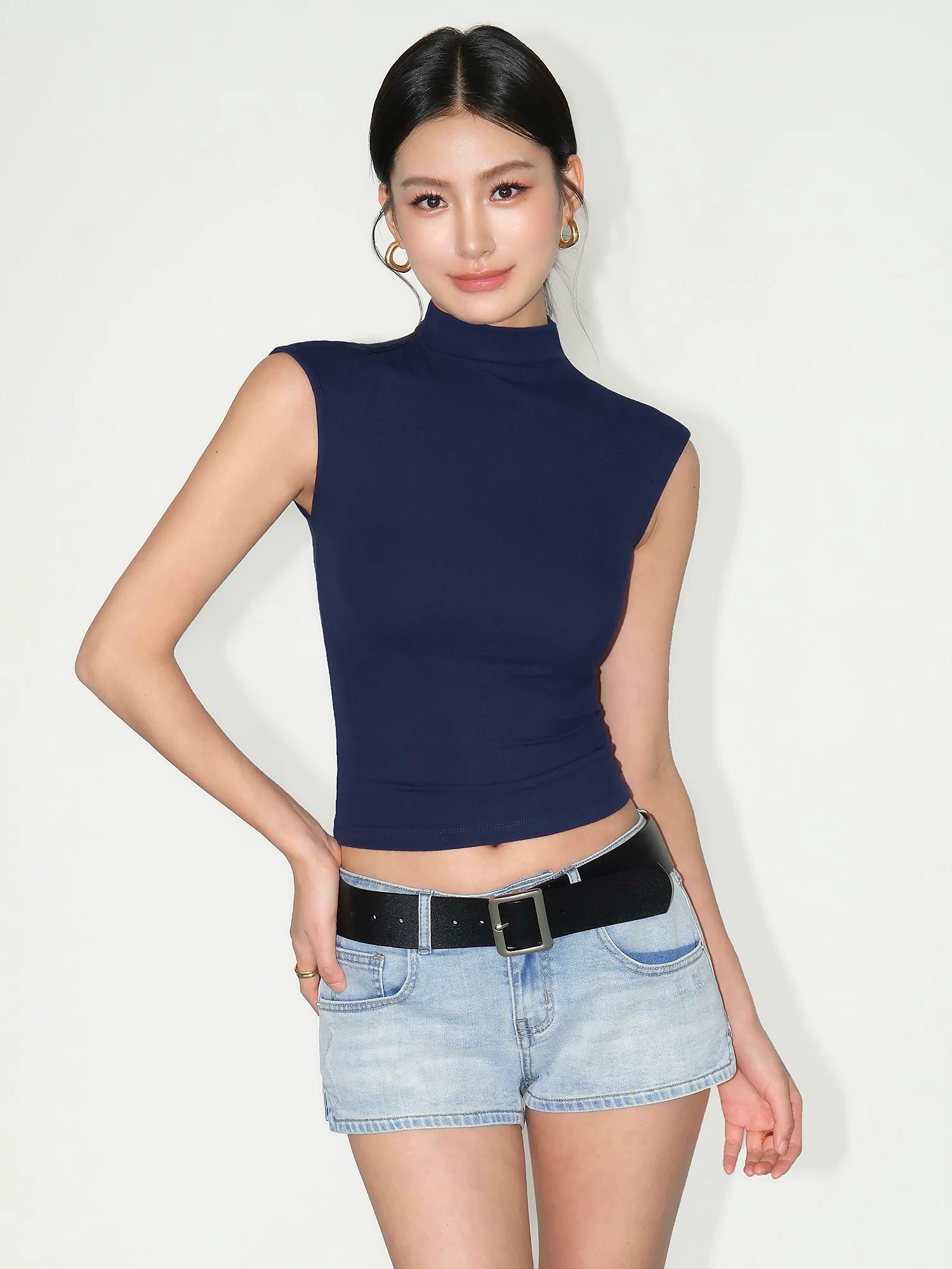 Contour Ease Sleeveless Mock-Neck Tops