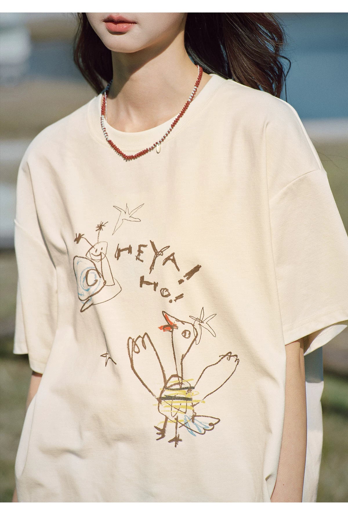 Abstract Bird Sketch Oversized T Shirt